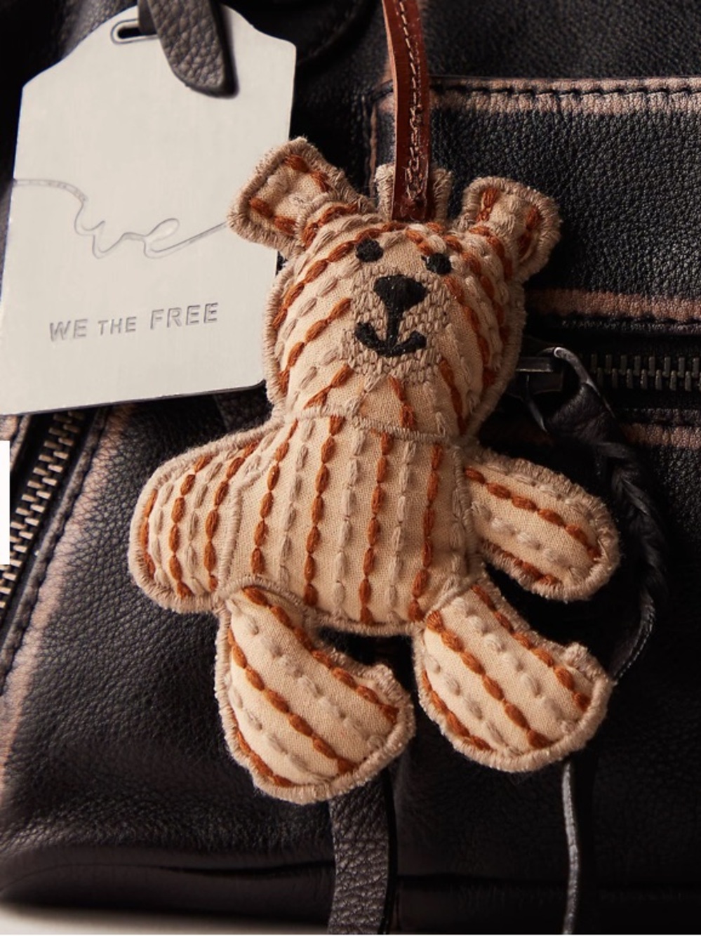NWT FREE PEOPLE Fabric Bear Bag Charm